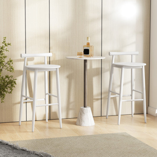 Wooden Bar Chair Set of 2  with Backrest and Footrest for Home Restaurant Cafe-White Online now