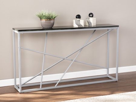 52  Black and Silver Faux Stone Frame Console Table For Cheap