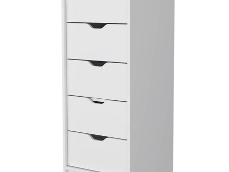 18  White Manufactured Wood Five Drawer Narrow Dresser Hot on Sale