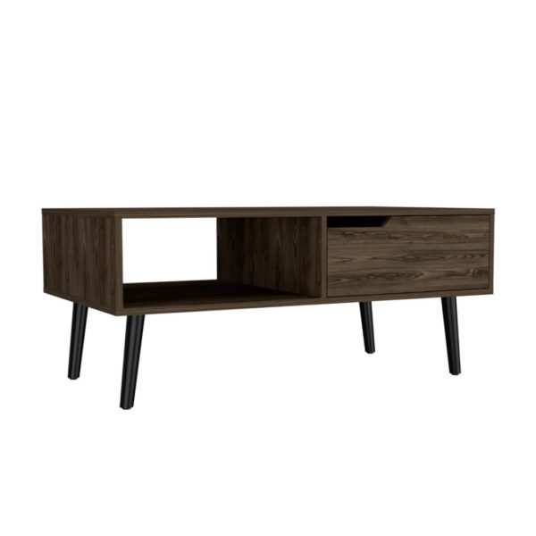 40  Brown And Black Coffee Table With Drawer And Shelf For Discount