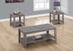 Set of Three 42  Gray Coffee Table With Shelf Discount