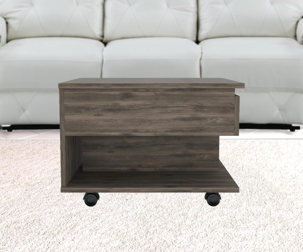 22  Dark Brown Manufactured Wood Rectangular Lift Top Coffee Table With Drawer Online Hot Sale