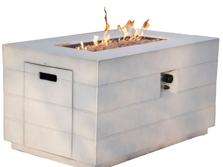 28  Gray Aluminum Natural gas Rectangular Fire pit table With Cover Online Sale