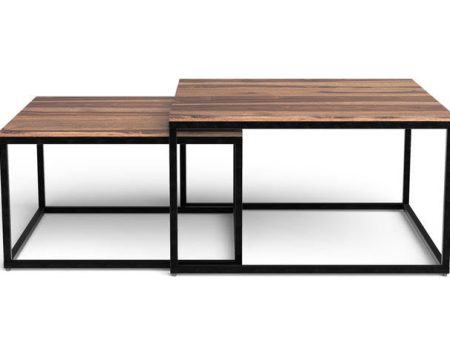 30  Brown And Black Solid Wood And Iron Square Coffee Table Online