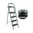 Folding 4-Step Ladder with Tool Tray Non-Slip Footpads and Pedals Fashion