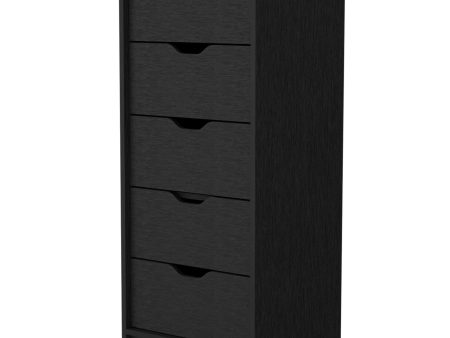 18  Black Manufactured Wood Five Drawer Narrow Dresser Discount