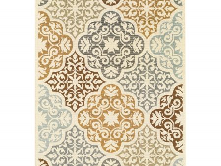 Gray and Ivory Moroccan Indoor Outdoor Area Rug Online Sale