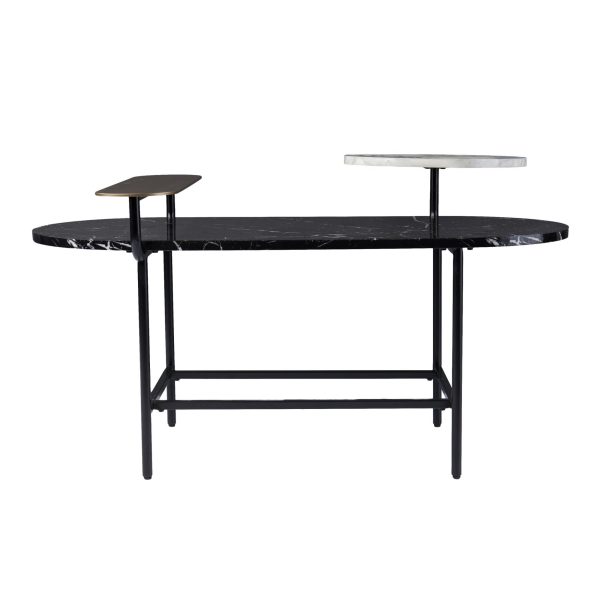 42  Black Faux Marble And Metal With Iron Coffee Table on Sale