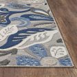 5  X 7  Blue And Gray Floral Stain Resistant Indoor Outdoor Area Rug Hot on Sale