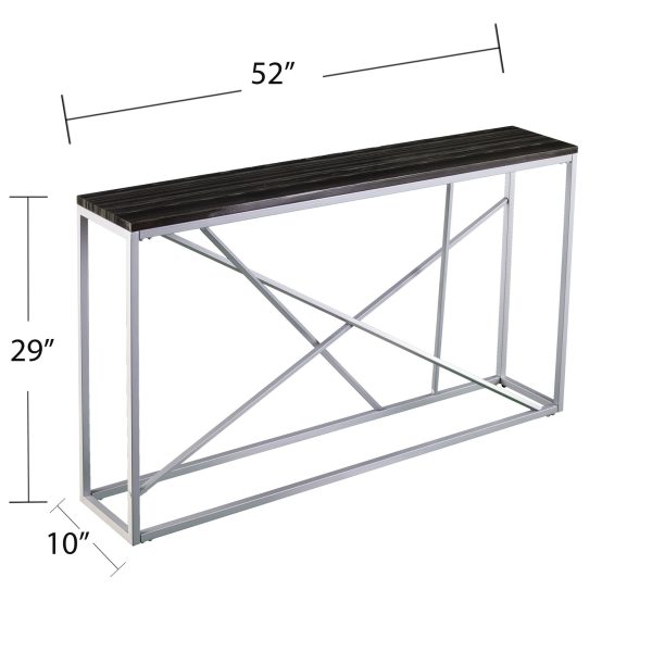 52  Black and Silver Faux Stone Frame Console Table For Cheap