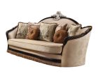 41  Tan Velvet Curved Sofa And Toss Pillows For Sale