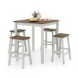 5 Piece Dining Table Set with 4 Saddle Stools for Kitchen Dining Room Apartment-Ash Gray For Sale