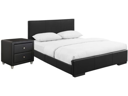 Black Wood And Faux Leather King Bed Frame on Sale