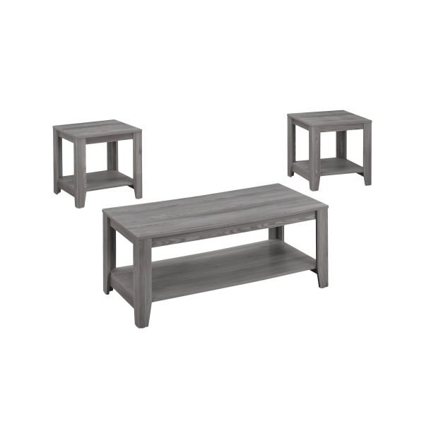 Set of Three 42  Gray Coffee Table With Shelf Discount