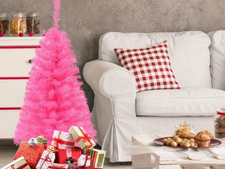 3 ft Premium Artificial Christmas Mini Tree with Stand-Pink Supply