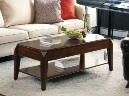 47  Dark Brown Lift Top Coffee Table With Shelf Cheap