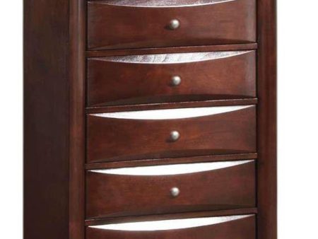 32  Espresso Solid Wood Five Drawer Chest For Cheap