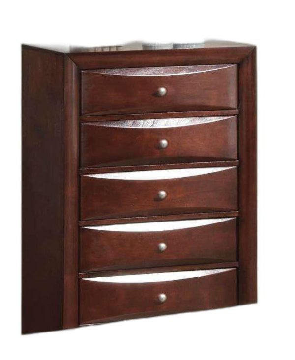 32  Espresso Solid Wood Five Drawer Chest For Cheap