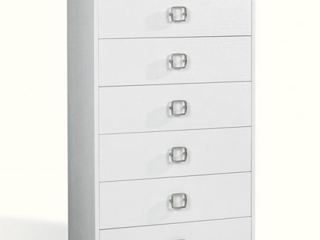 32  White Manufactured Wood + Solid Wood Stainless Steel Six Drawer Chest Fashion