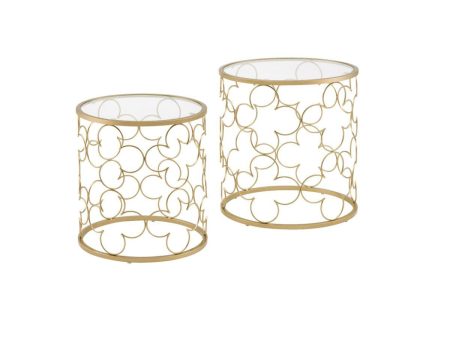 20  Gold And Clear Glass Round Nested Coffee Tables Discount