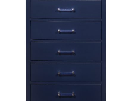 16  Blue Solid Wood Five Drawer Chest With LED Lighting Sale