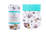 Gift Set: Champagne Dreams Baby Muslin Swaddle Blanket and Burp Cloth Bib Combo by Little Hometown Sale