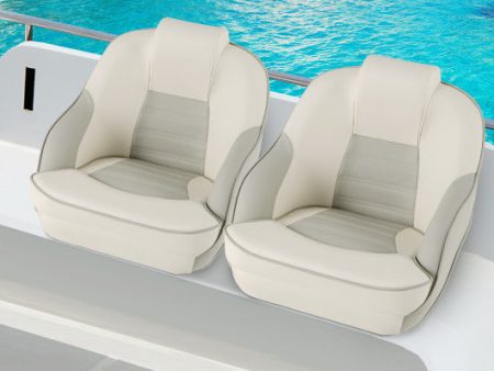 Captain Bucket Seat with Waterproof PVC Leather for Boat Sightseeing-White Fashion