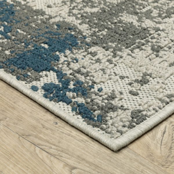 10  X 13  Blue and Beige Abstract Stain Resistant Indoor Outdoor Area Rug on Sale