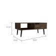 40  Brown And Black Coffee Table With Drawer And Shelf For Discount