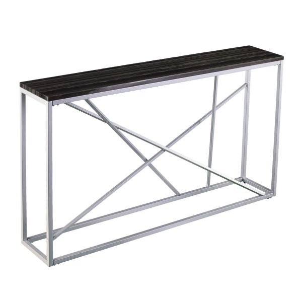 52  Black and Silver Faux Stone Frame Console Table For Cheap