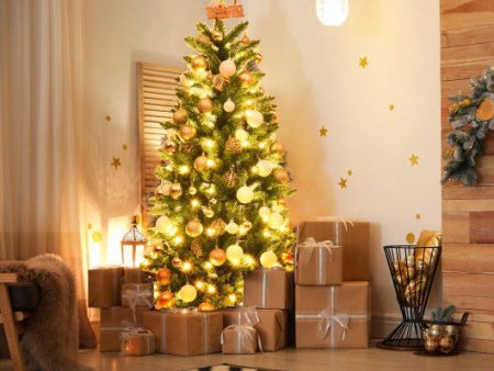 5 Feet PVC Hinged Pre-lit Artificial Fir Pencil Christmas Tree with 150 Warm White UL-listed Lights-5 ft Discount