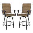 Set of Two 51  Brown Swivel Indoor Outdoor Bar Height chairs with Footrest Online