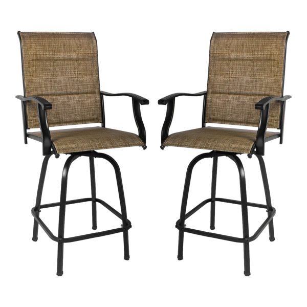 Set of Two 51  Brown Swivel Indoor Outdoor Bar Height chairs with Footrest Online