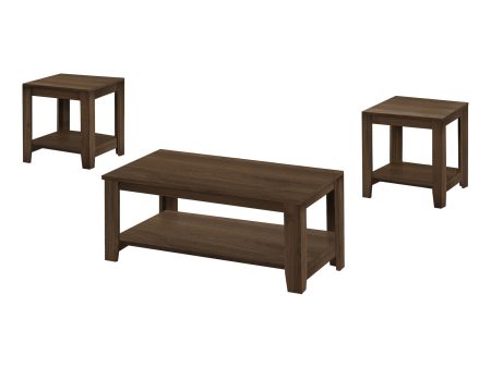 Set of Three 42  Dark Brown Coffee Table With Three Shelves Hot on Sale