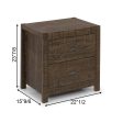 24  Dark Brown Distressed Solid Wood Two Drawer Nightstand on Sale