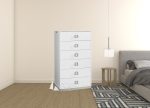 32  White Manufactured Wood + Solid Wood Stainless Steel Six Drawer Chest Fashion