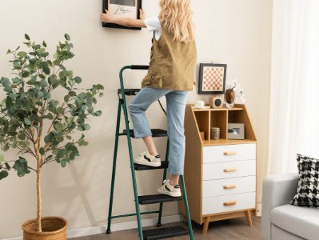 Folding 4-Step Ladder with Tool Tray Non-Slip Footpads and Pedals Fashion