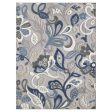 5  X 7  Blue And Gray Floral Stain Resistant Indoor Outdoor Area Rug Hot on Sale