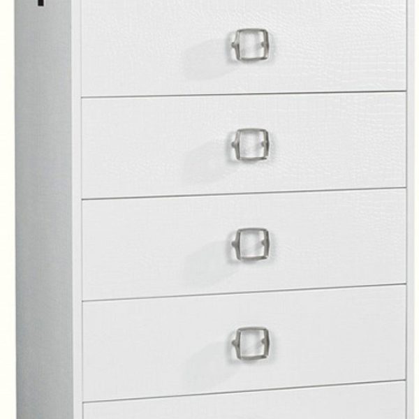 32  White Manufactured Wood + Solid Wood Stainless Steel Six Drawer Chest Fashion