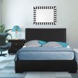 Black Solid and Manufactured Wood Queen Upholstered Faux Leather Bed Frame Sale