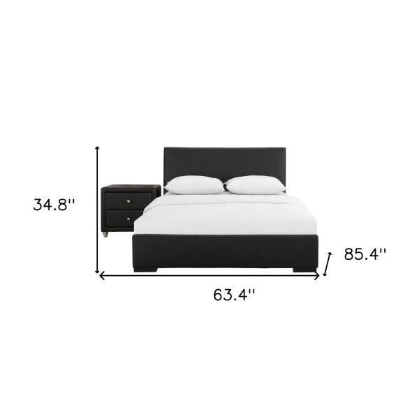 Black Solid and Manufactured Wood Queen Upholstered Faux Leather Bed Frame Sale