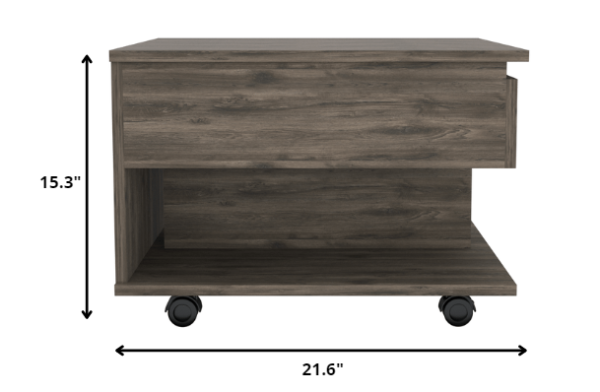 22  Dark Brown Manufactured Wood Rectangular Lift Top Coffee Table With Drawer Online Hot Sale