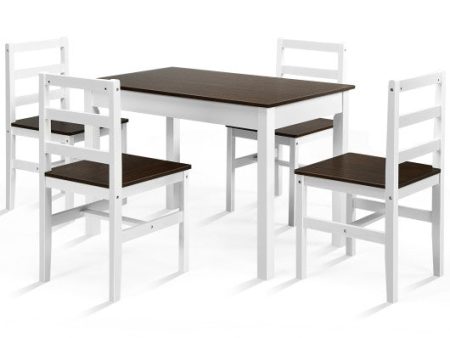 5 Pieces Solid Wood Compact Kitchen Dining Set-Walnut Online Sale