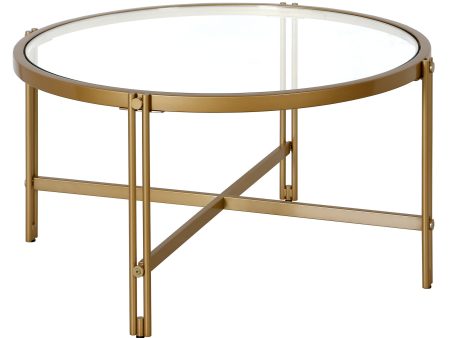 32  Gold Glass And Steel Round Coffee Table on Sale