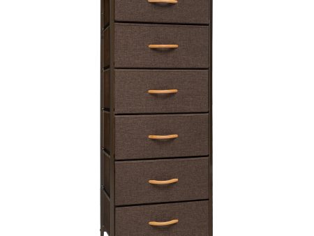 18  Brown Steel and Fabric Six Drawer Chest For Discount