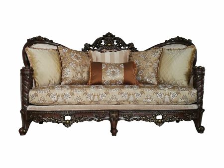 39  Beige Floral Sofa And Toss Pillows With Dark Brown Legs Hot on Sale