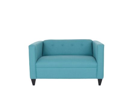 50  Teal Blue And Dark Brown Loveseat Online Hot Sale