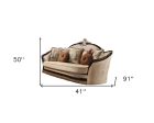 41  Tan Velvet Curved Sofa And Toss Pillows For Sale