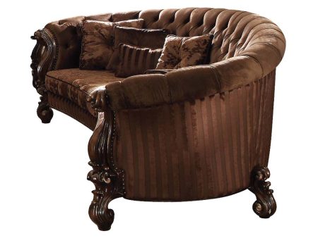 55  Brown Velvet Curved Sofa And Toss Pillows Discount