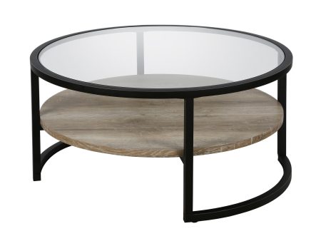 34  Black Glass And Steel Round Coffee Table With Shelf Supply